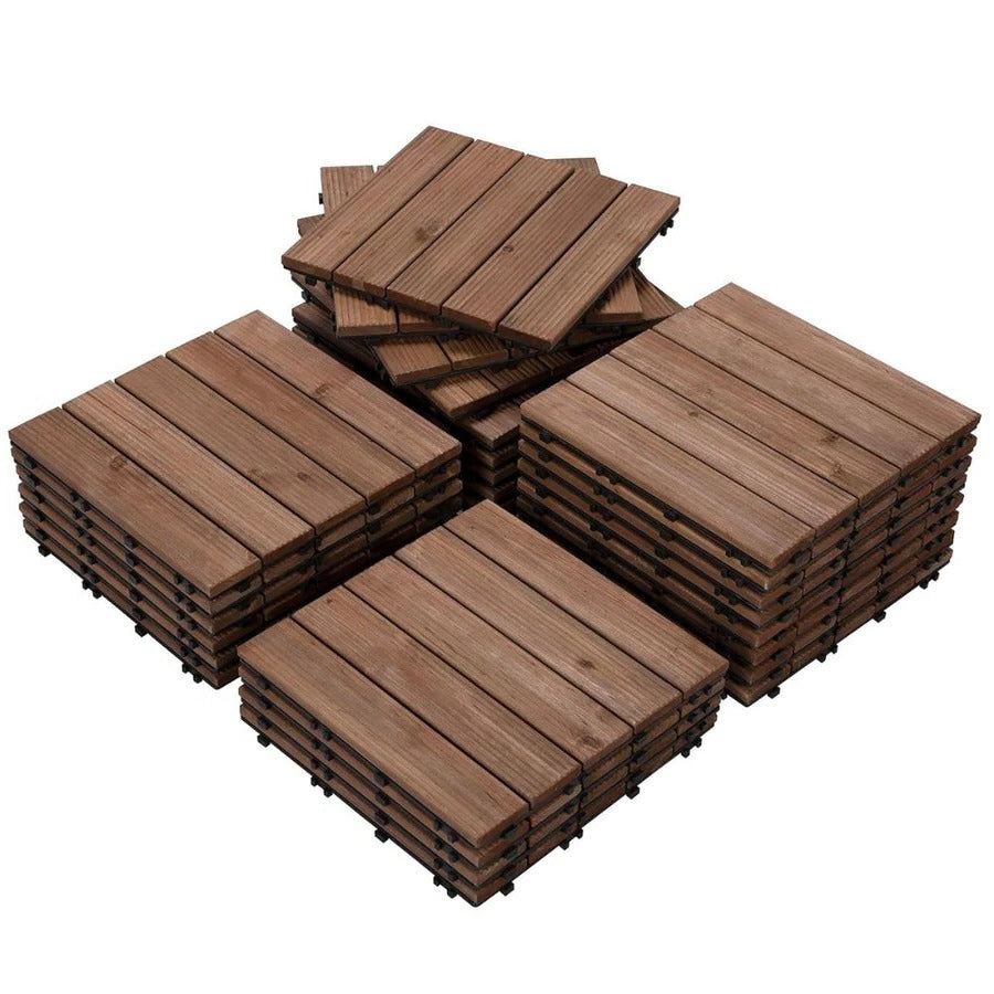 Lisslune | Interlocking Outdoor Patio Wood Flooring Deck Tiles 27Pcs