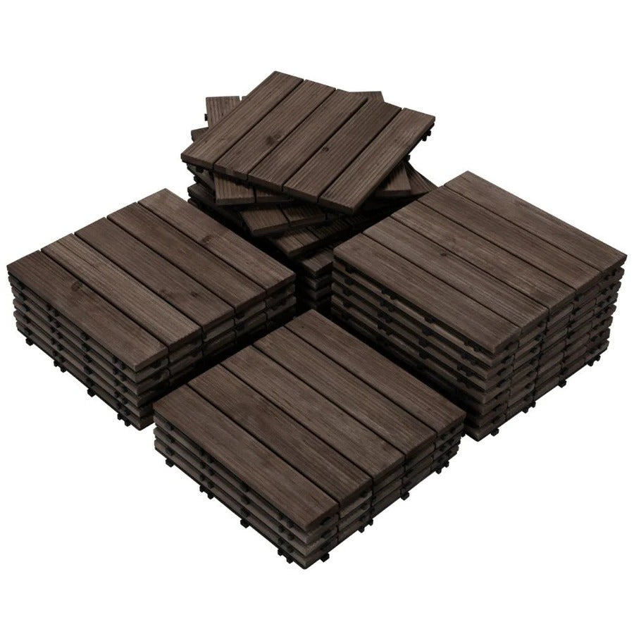 Lisslune | Interlocking Outdoor Patio Wood Flooring Deck Tiles 27Pcs