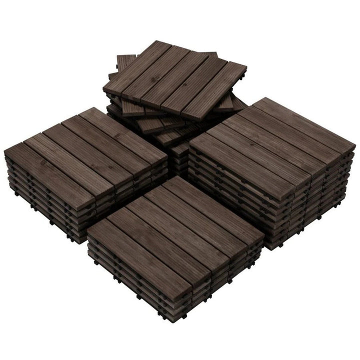 Lisslune | Interlocking Outdoor Patio Wood Flooring Deck Tiles 27Pcs