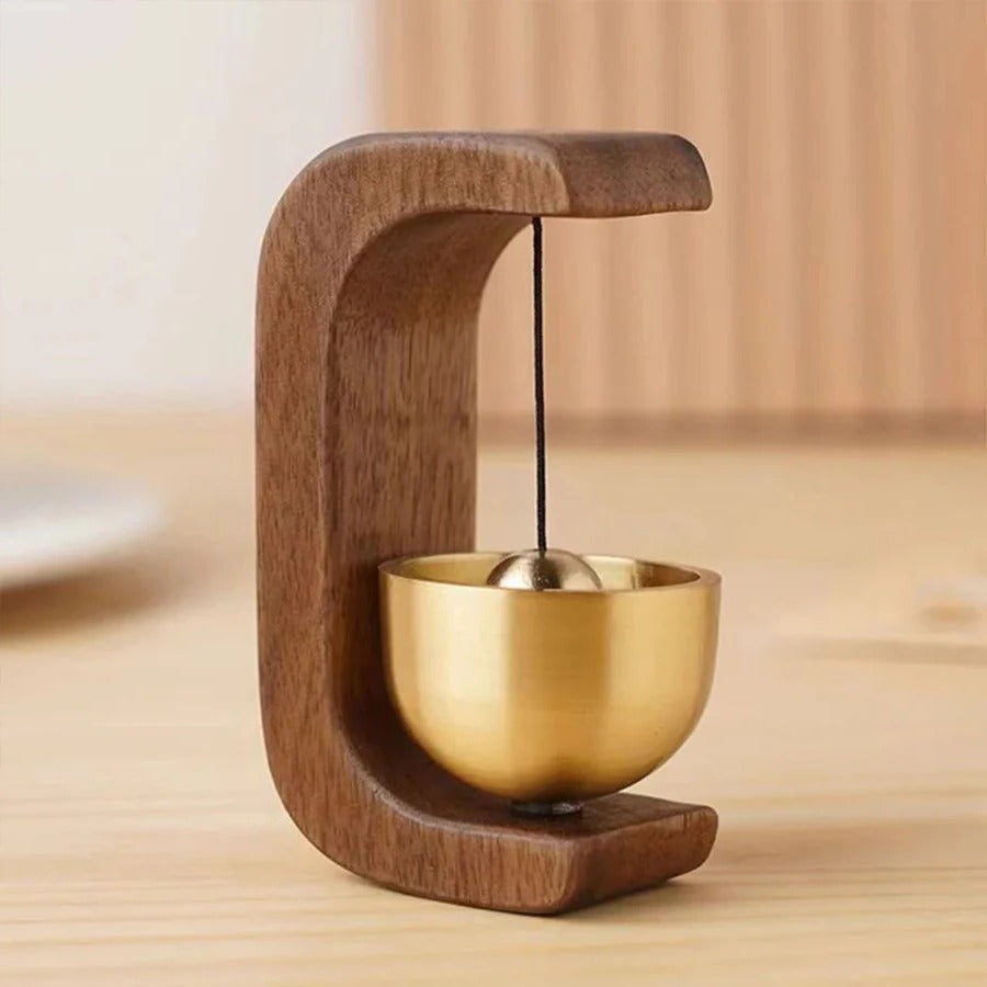 Lisslune | Wireless Door Chime with Brass Bell and Wooden Frame