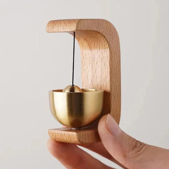 Lisslune | Wireless Door Chime with Brass Bell and Wooden Frame