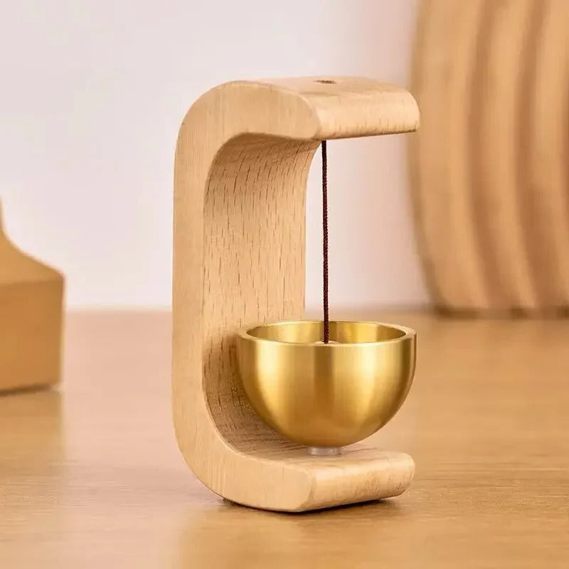 Lisslune | Wireless Door Chime with Brass Bell and Wooden Frame