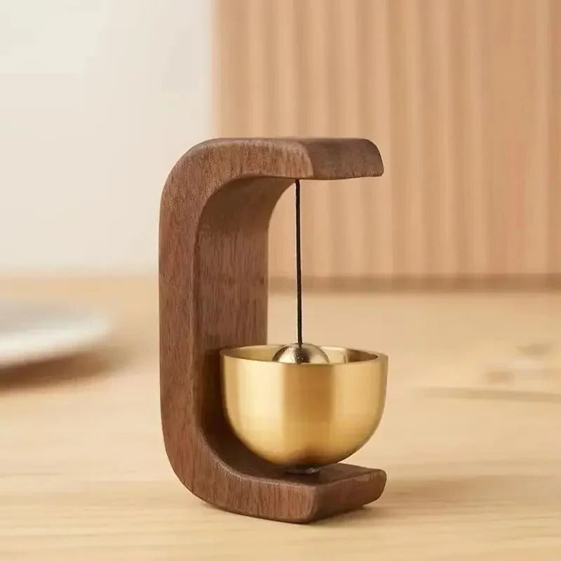 Lisslune | Wireless Door Chime with Brass Bell and Wooden Frame