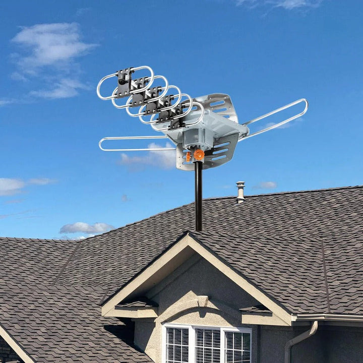 Lisslune | Long Range Digital HD TV Antenna with Full 360 Directional Motor and Mounting Pole