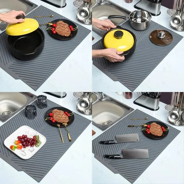 Lisslune | Silicone Dish Drying Mat with Drain Design