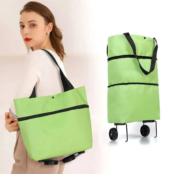 Lisslune | Foldable Shopping Trolley, 2-in-1 Carry Bag & Rolling Cart