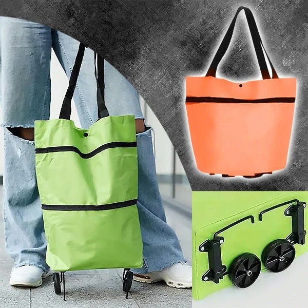 Lisslune | Foldable Shopping Trolley, 2-in-1 Carry Bag & Rolling Cart