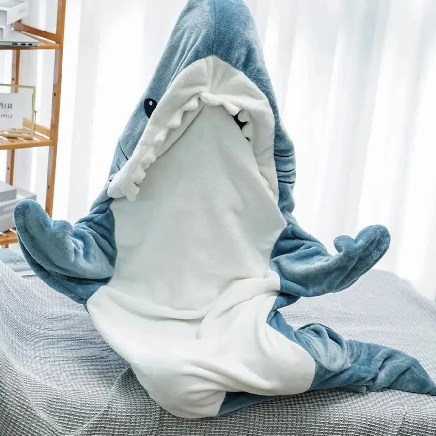 Lisslune | Cozy Shark Hooded Flannel Blanket