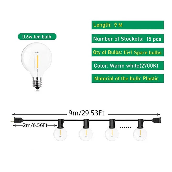 Lisslune | Outdoor LED Bulb String Lights for Home and Events