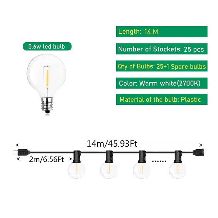 Lisslune | Outdoor LED Bulb String Lights for Home and Events