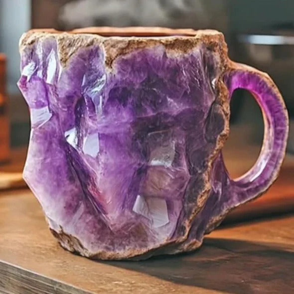 Lisslune | Faceted Mineral Crystal Coffee Mug – Elegant Glass Cup