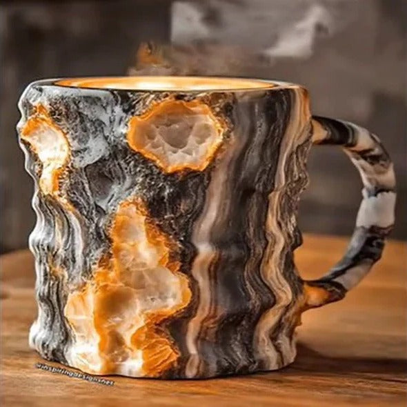 Lisslune | Faceted Mineral Crystal Coffee Mug – Elegant Glass Cup