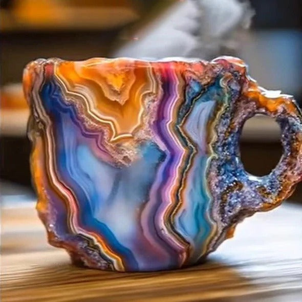 Lisslune | Faceted Mineral Crystal Coffee Mug – Elegant Glass Cup
