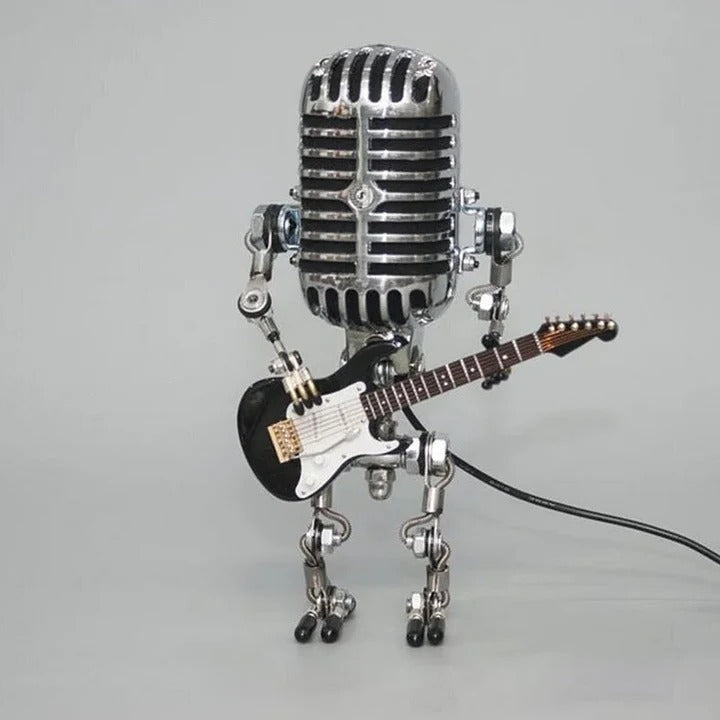 Lisslune | Industrial Style Robot Lamp with Guitar and Vintage Microphone Design