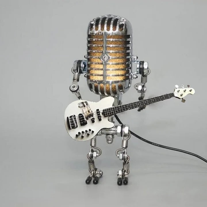 Lisslune | Industrial Style Robot Lamp with Guitar and Vintage Microphone Design
