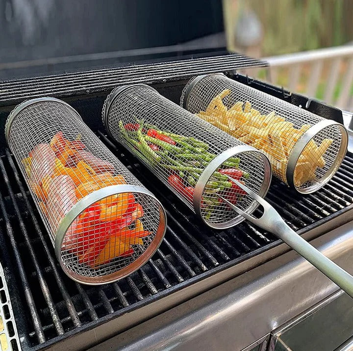 Lisslune | Durable BBQ Grill Basket with Rotating Design for Outdoor Grilling