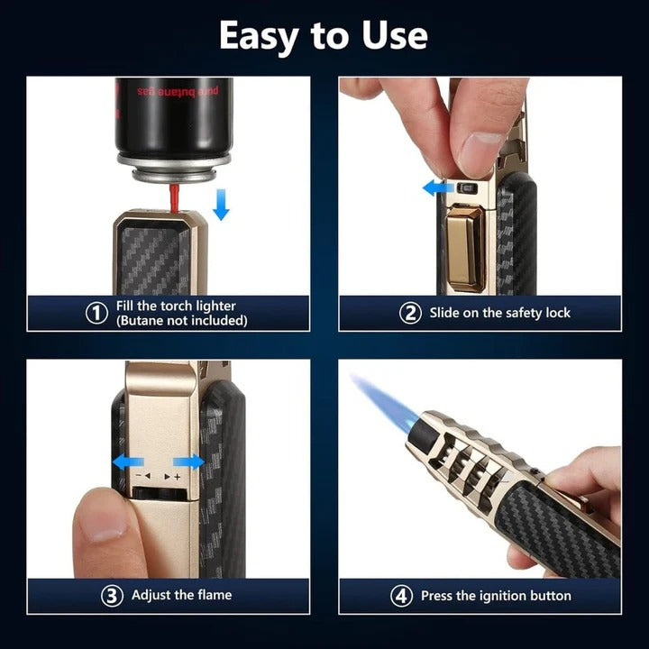 Lisslune | Adjustable Flame Torch Lighter – Blue Flame for Kitchen & Outdoor Use