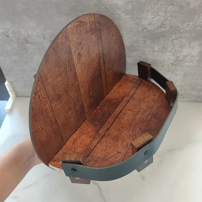 Lisslune | Rustic Whiskey Barrel Shelf – Bourbon Bottle Wall Display Rack