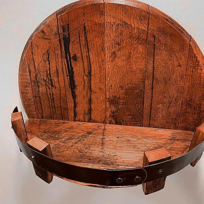 Lisslune | Rustic Whiskey Barrel Shelf – Bourbon Bottle Wall Display Rack