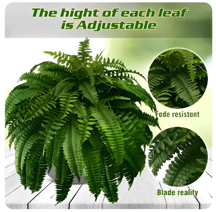 Lisslune | Artificial Boston Fern – UV-Resistant Hanging Plant for Outdoor Décor