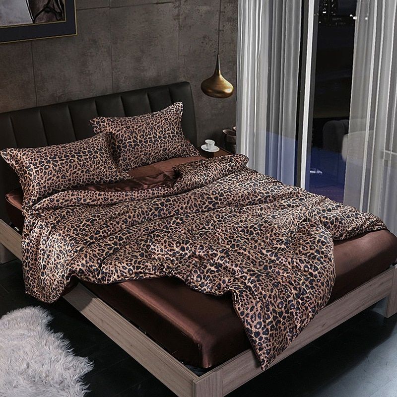 Lisslune | 4-piece luxury set silk/satin bedroom bed linen - 2x pillowcases and fitted sheet
