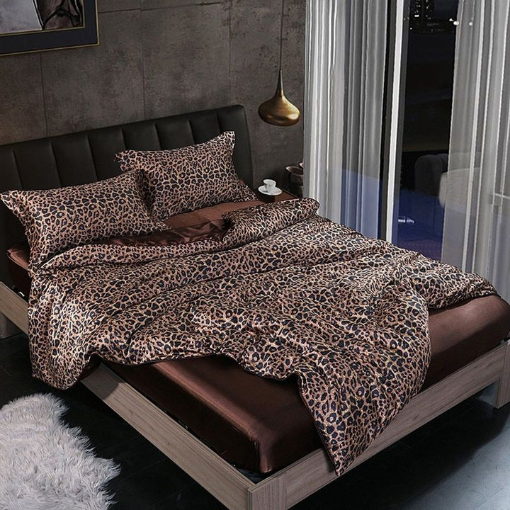 Lisslune | 4-piece luxury set silk/satin bedroom bed linen - 2x pillowcases and fitted sheet