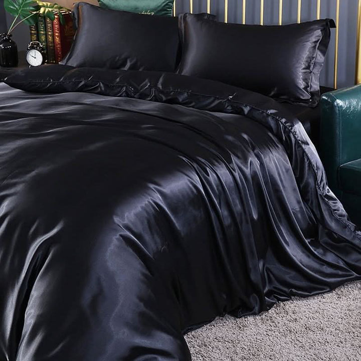 Lisslune | Silk Satin 4-Piece Bedding Set with Duvet Cover