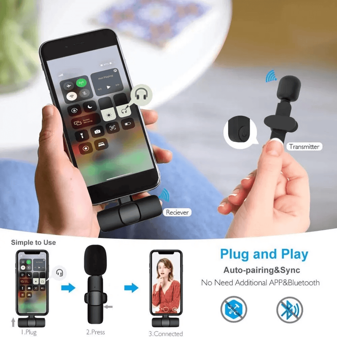 Lisslune | Wireless Mini Miniature Lavalier Lapel Portable Small Tiny Mic Microphone for Iphone