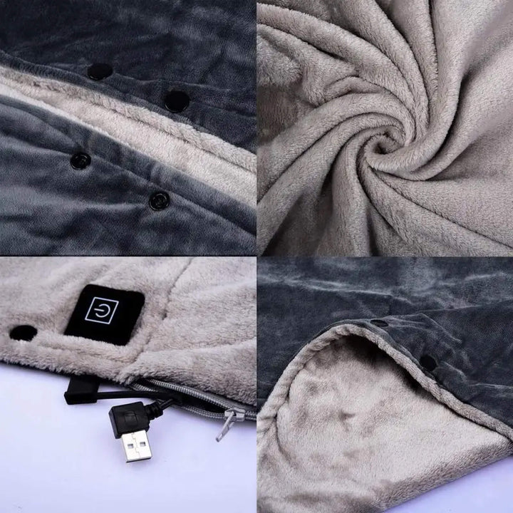 Lisslune | Electric Warming Heated Throw Over and Under Blanket Poncho with Fleece