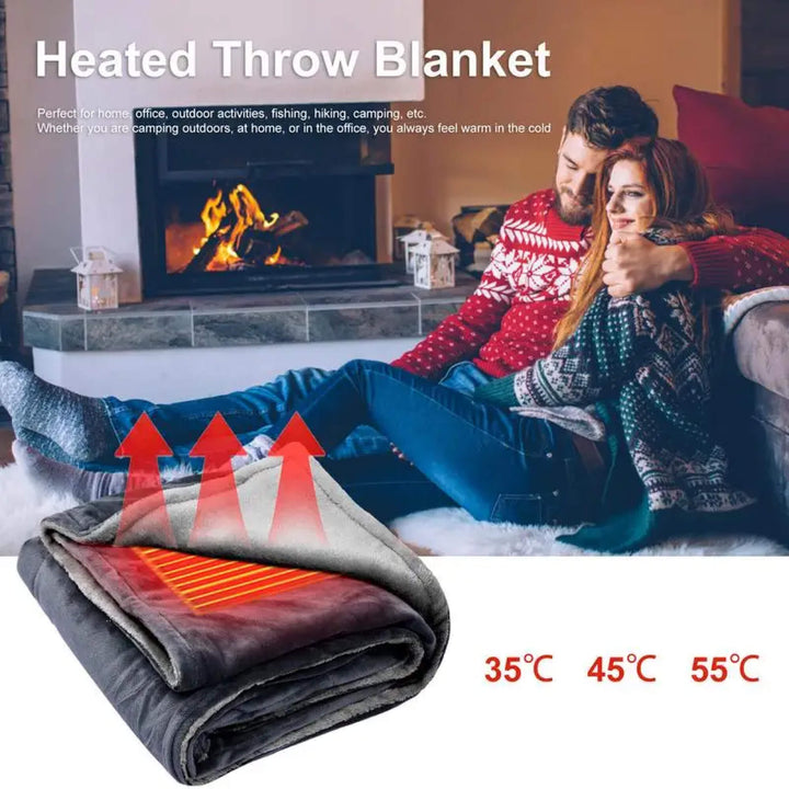 Lisslune | Electric Warming Heated Throw Over and Under Blanket Poncho with Fleece