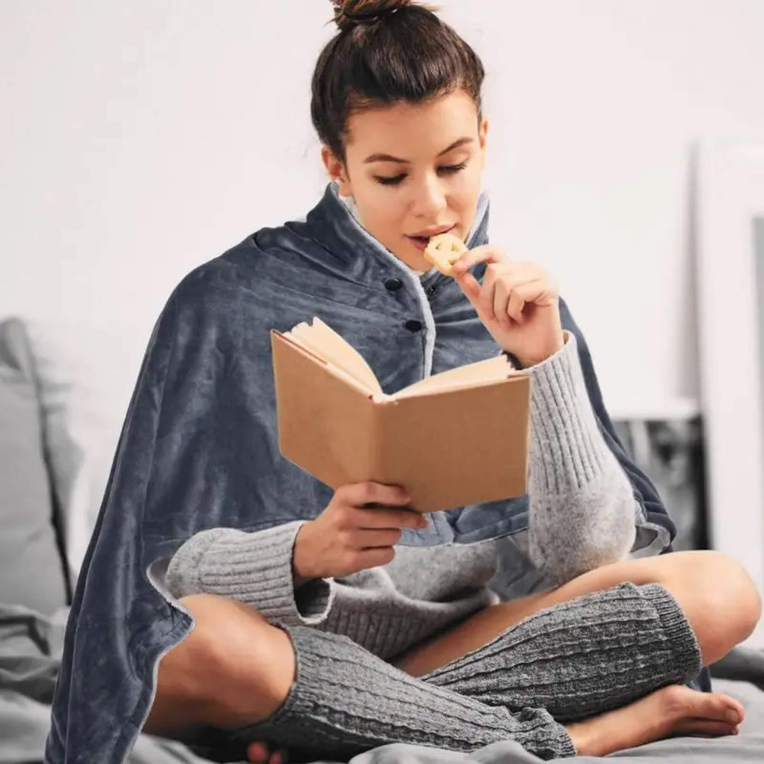 Lisslune | Electric Warming Heated Throw Over and Under Blanket Poncho with Fleece