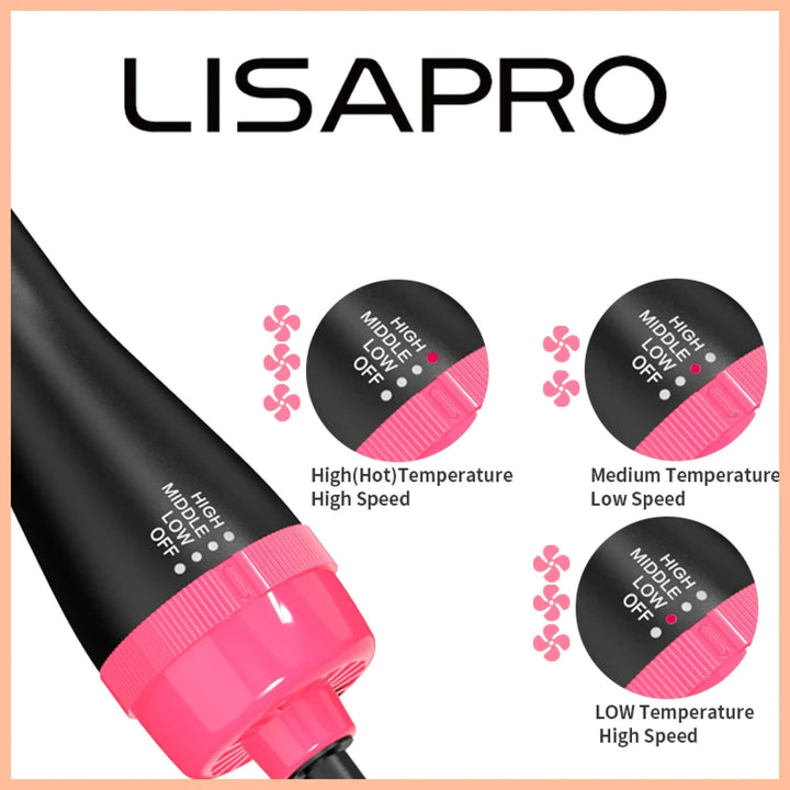 Lisslune | Hair Dryer Blower Styler Heated Brush Comb for Short and Long Hair