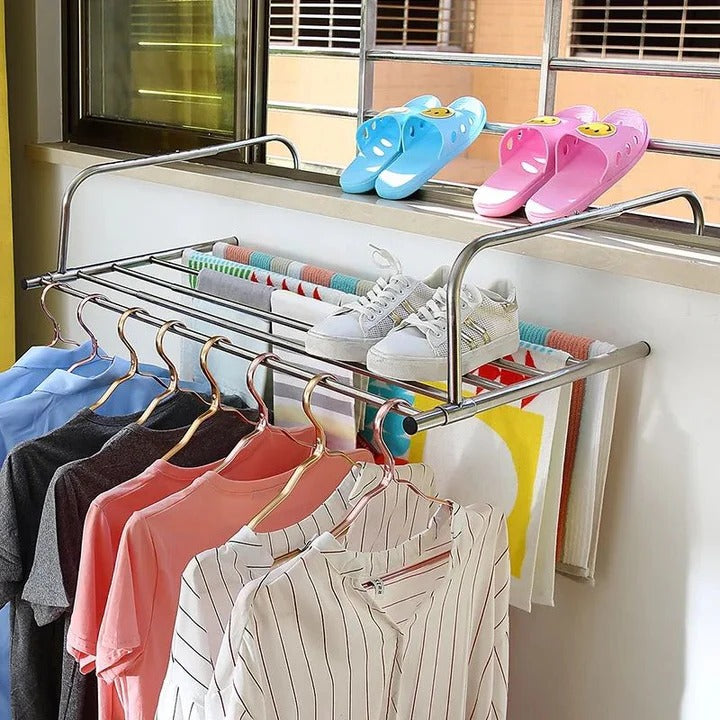 Lisslune | Stainless Steel Extendable Foldable Balcony Clothes Dryer