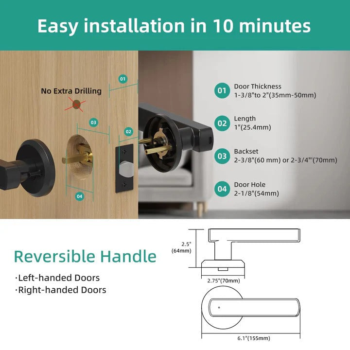 Lisslune | Smart Handle Door Lock with Keyless Access
