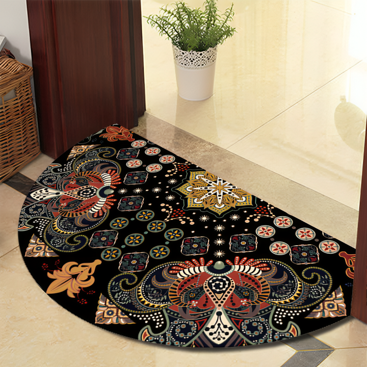 Lisslune | Round Mandala Rug - Thick non-slip Mat, machine washable, perfect for living room, hallway and outdoors – Polyester