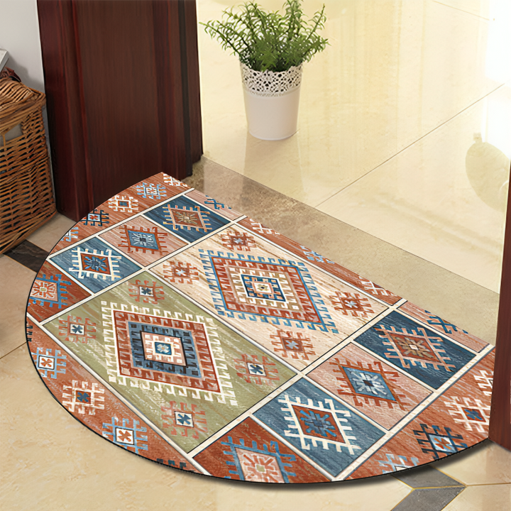 Lisslune | Round Mandala Rug - Thick non-slip Mat, machine washable, perfect for living room, hallway and outdoors – Polyester