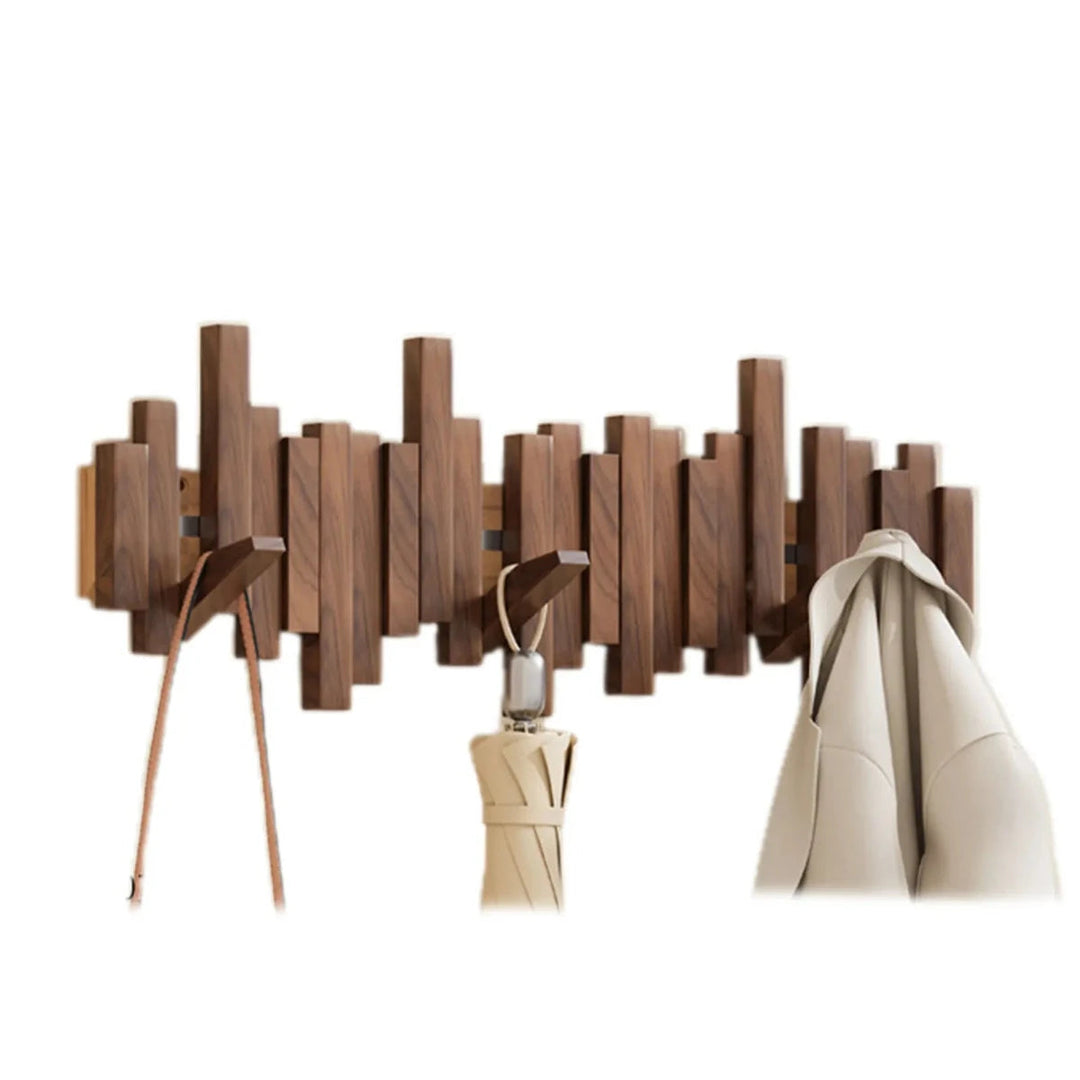Lisslune | Piano Wall-Mounted Coat Rack – Walnut or Beech Wood Hook Rail for Jackets, Bags & Hats