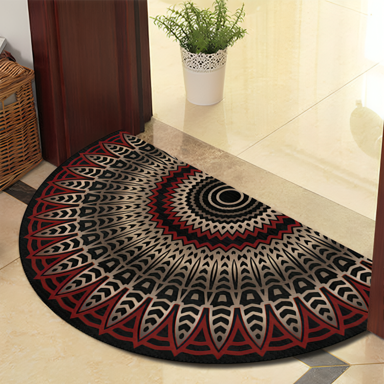 Lisslune | Round Mandala Rug - Thick non-slip Mat, machine washable, perfect for living room, hallway and outdoors – Polyester