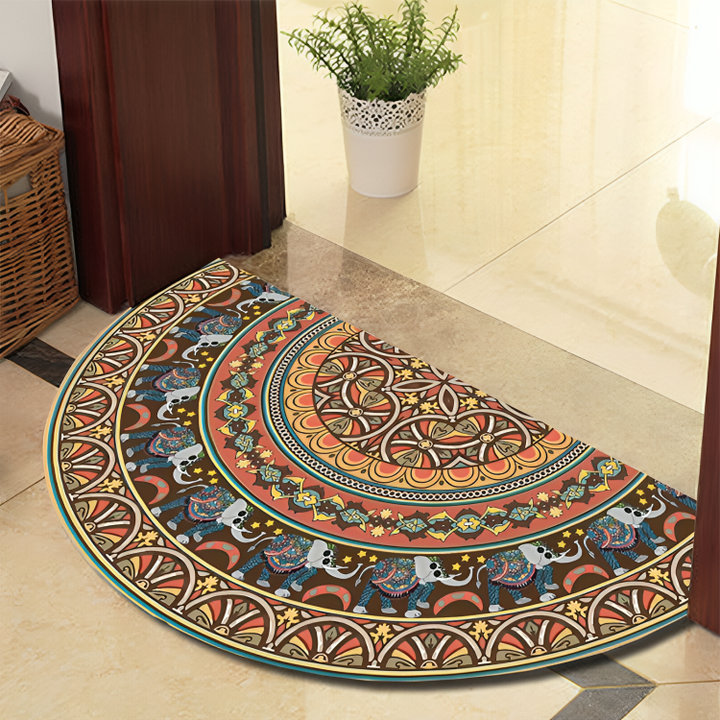 Lisslune | Round Mandala Rug - Thick non-slip Mat, machine washable, perfect for living room, hallway and outdoors – Polyester