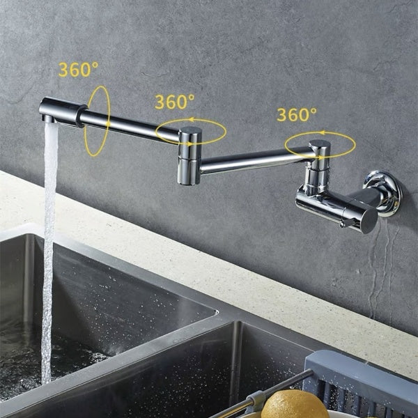 Lisslune | Wall-Mounted Folding Chrome Pot Filler Faucet