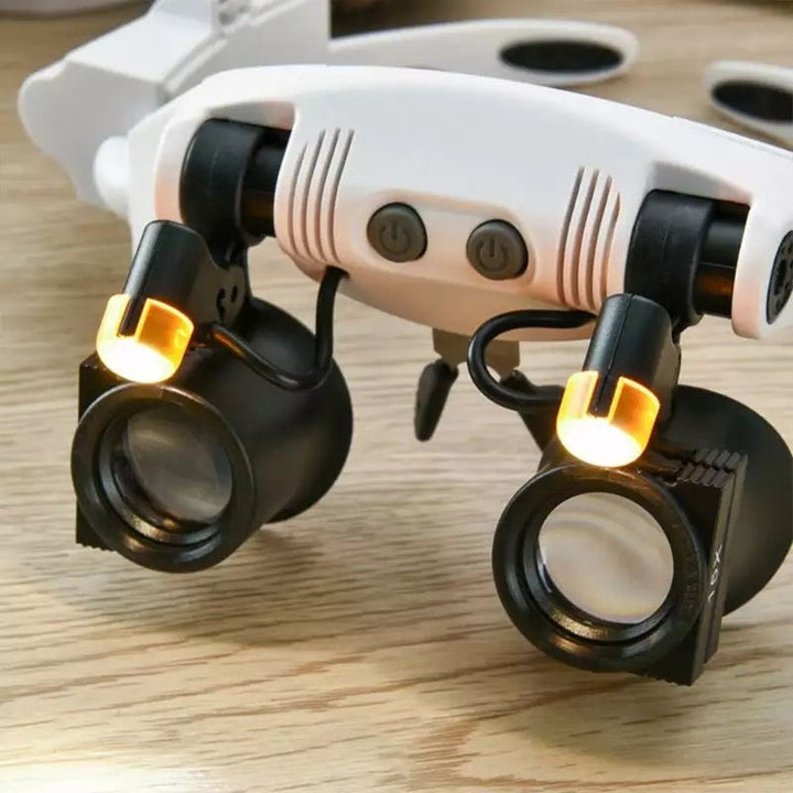 Lisslune | Jeweler Headband Magnifying Glass 8 Lens LED Light Glasses
