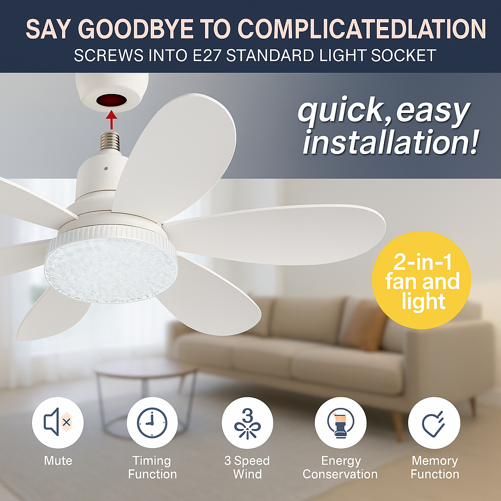 Lisslune | Elegant Flower Energy Saving RC Ceiling Fan Lamp