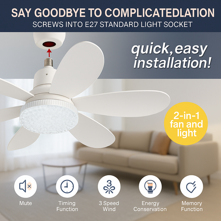 Lisslune | Elegant Flower Energy Saving RC Ceiling Fan Lamp