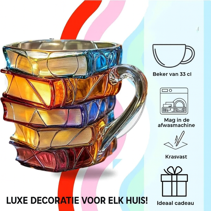 Lisslune | BookCup 3D Mug – Hand-Painted Literature Mug in Book Shape
