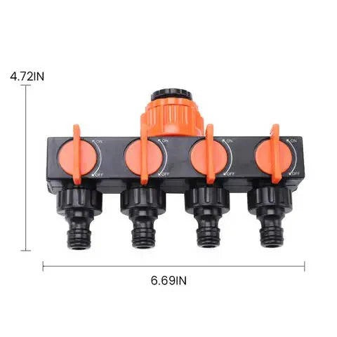 Lisslune | 4-Way Metal Garden Hose Splitter with Adjustable Flow Valves