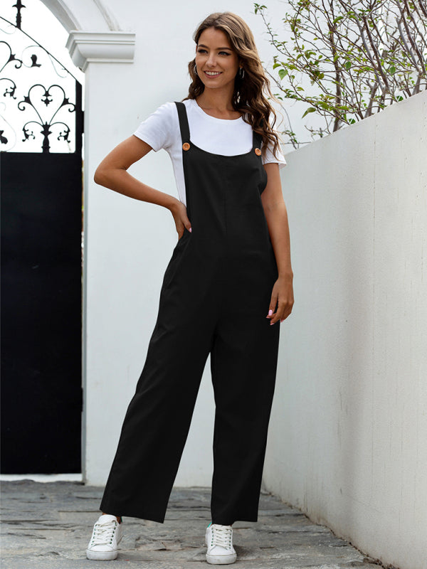 Lisslune | Ladies Woven Retro Casual Long Overalls