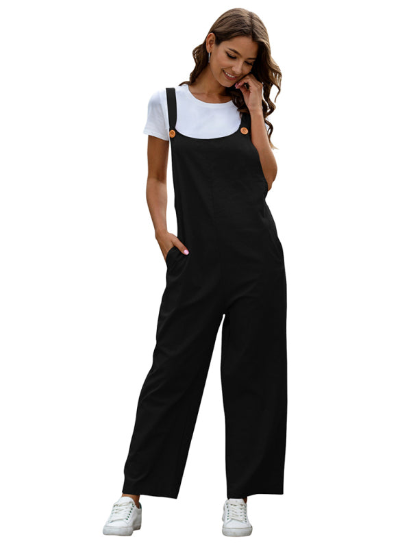 Lisslune | Ladies Woven Retro Casual Long Overalls
