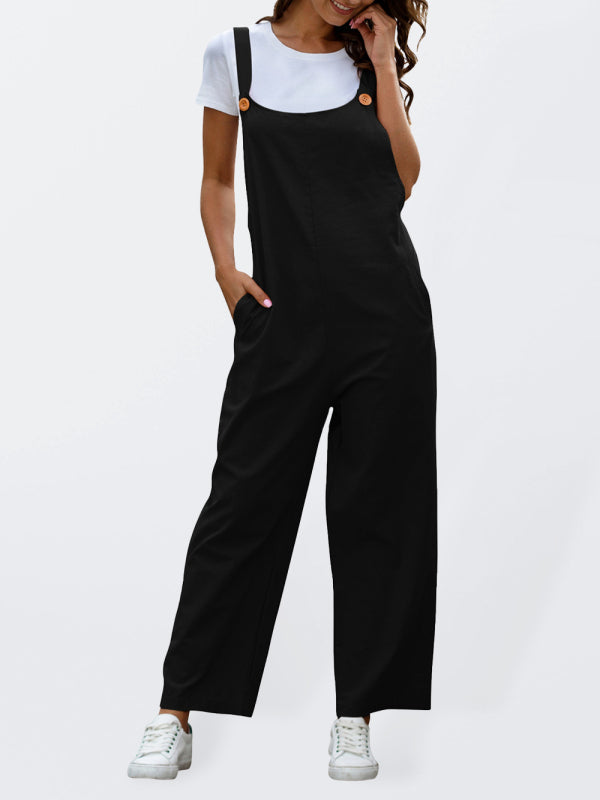 Lisslune | Ladies Woven Retro Casual Long Overalls