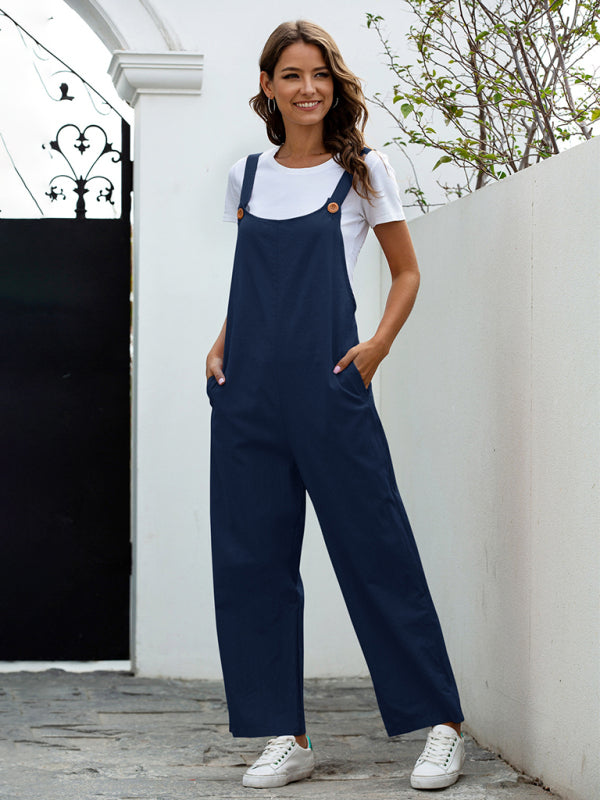 Lisslune | Ladies Woven Retro Casual Long Overalls