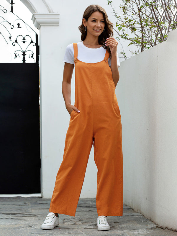 Lisslune | Ladies Woven Retro Casual Long Overalls